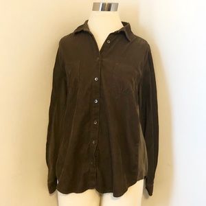 Merona Brown Corduroy Button Down Blouse